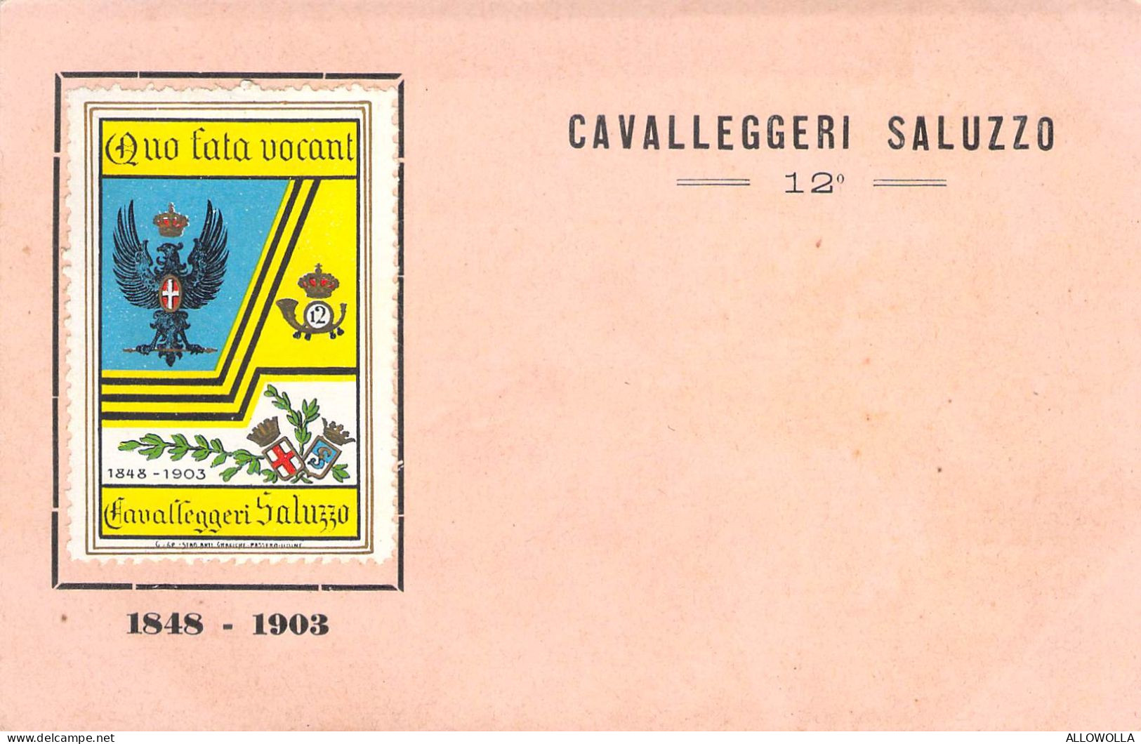 26736 " 12° REGGIMENTO CAVALLEGGERI DI SALUZZO " -CART. POST. NON SPED. - Regiments