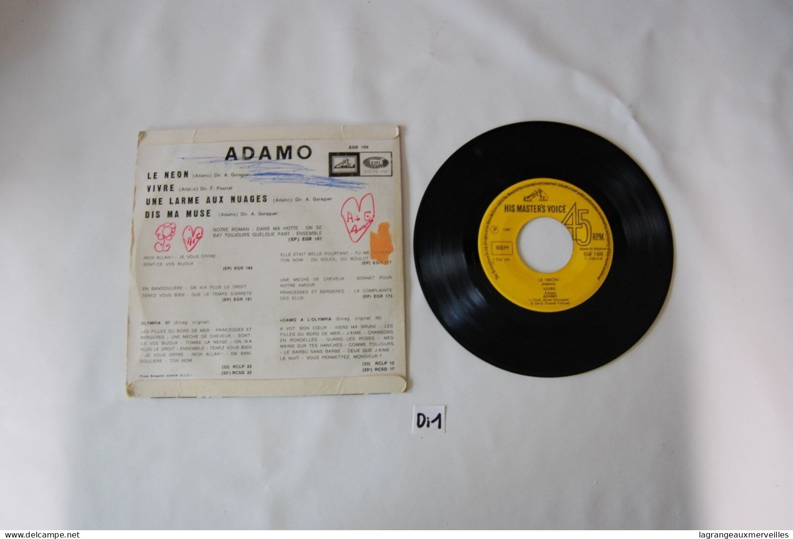 Di1- Vinyl 45 T - Adamo - Otros - Canción Francesa