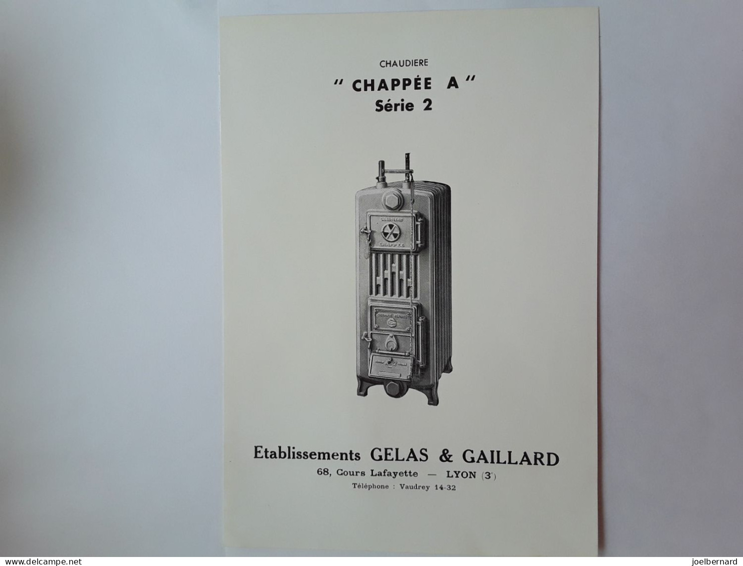 ETS GELAS & GAILLARD LYON CHAUDIÈRE RADIATEURS - Reclame