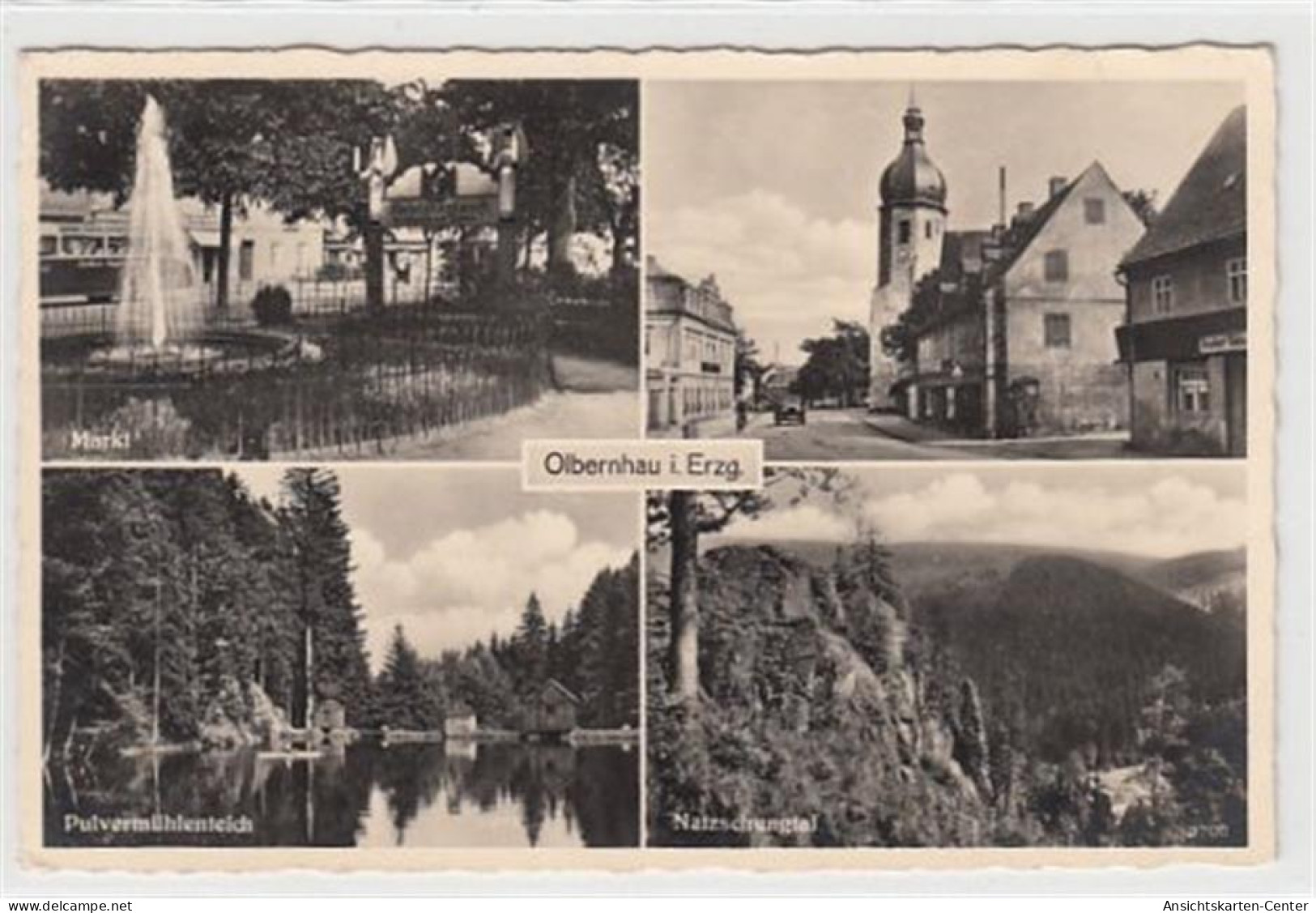 39084704 - Olbernhau Im Erzgebirge Mit Markt, Kirche U. Pulvermuehlenteich Gelaufen, 1939. Gute Erhaltung. - Olbernhau
