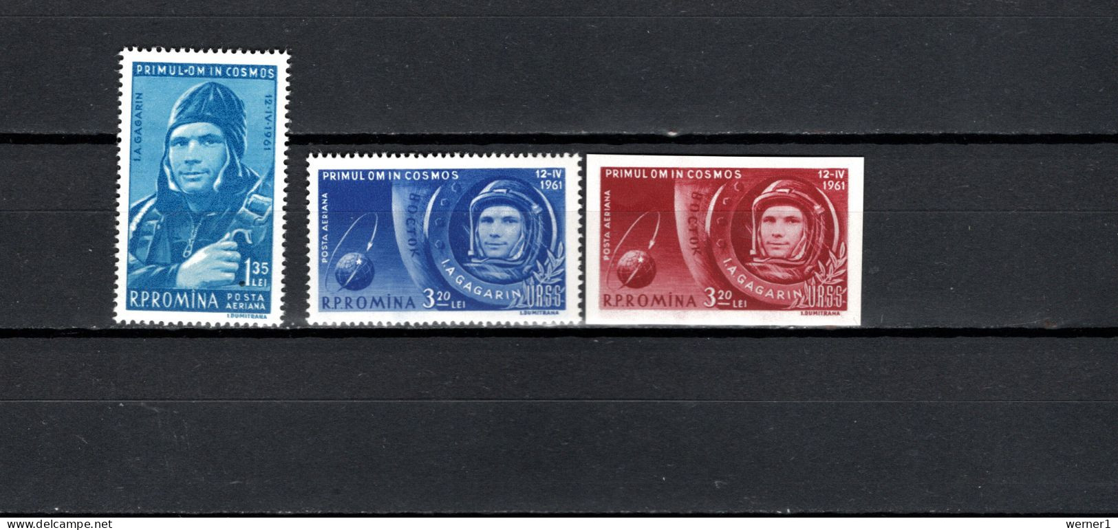 Romania 1961 Space, Yuri Gagarin Set Of 3 MNH - Europe