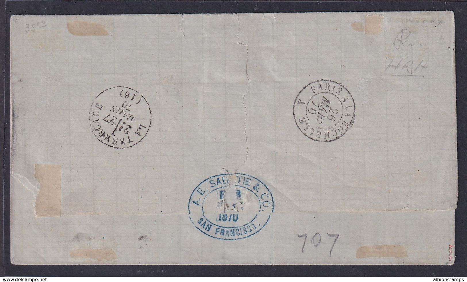 US Scott 118 Tied By Cork Cancel On Folded Cover To France, W/ PF Cert - Postal History