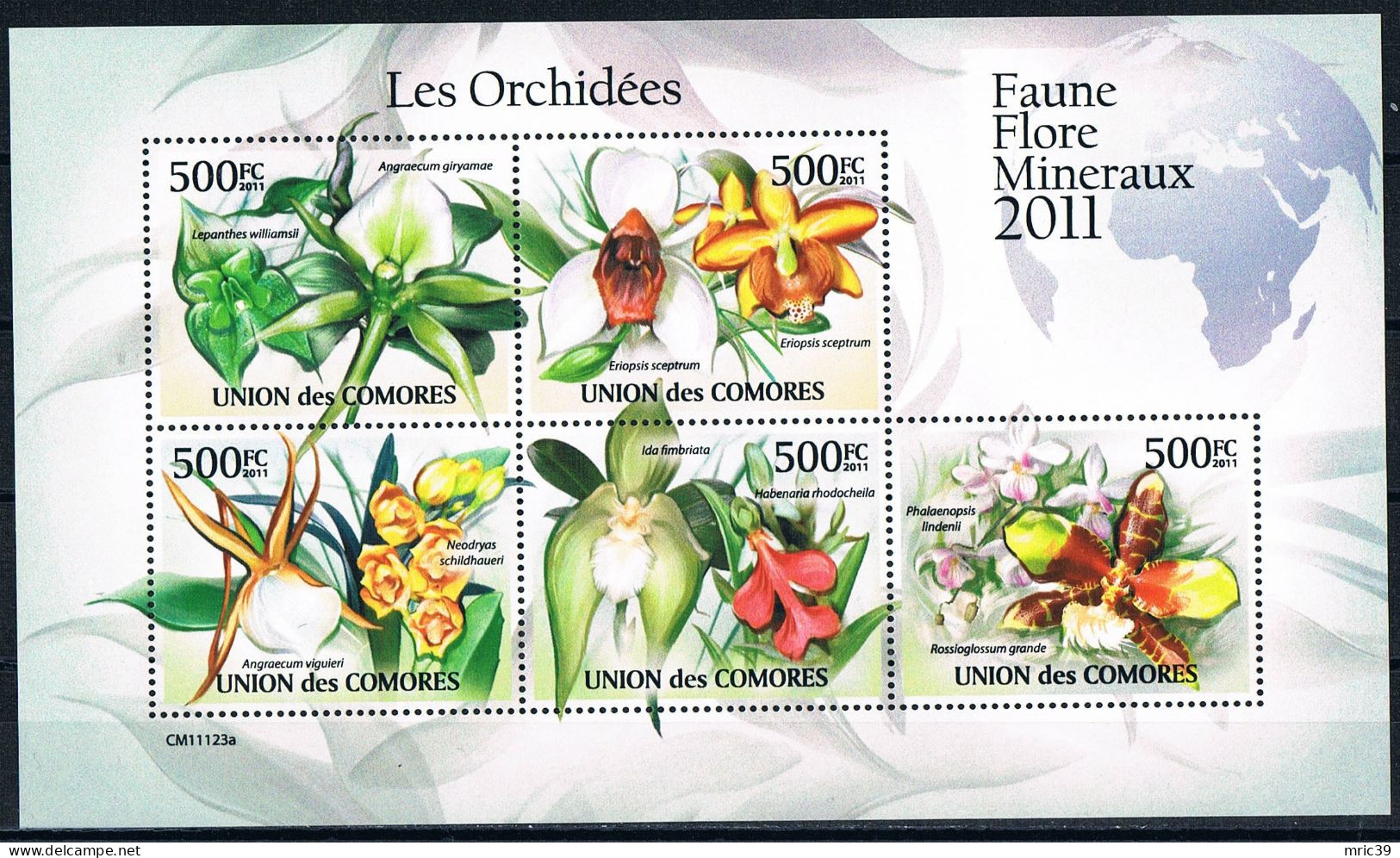 Bloc Sheet Fleurs Orchidées Flowers Orchids  Neuf  MNH ** Comores Comoros 2011 - Orchidées