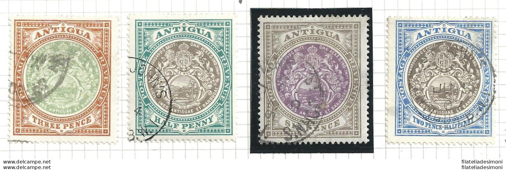 1903-07 ANTIGUA - SG N° 31+34/36  4 Valori  USED - Autres & Non Classés