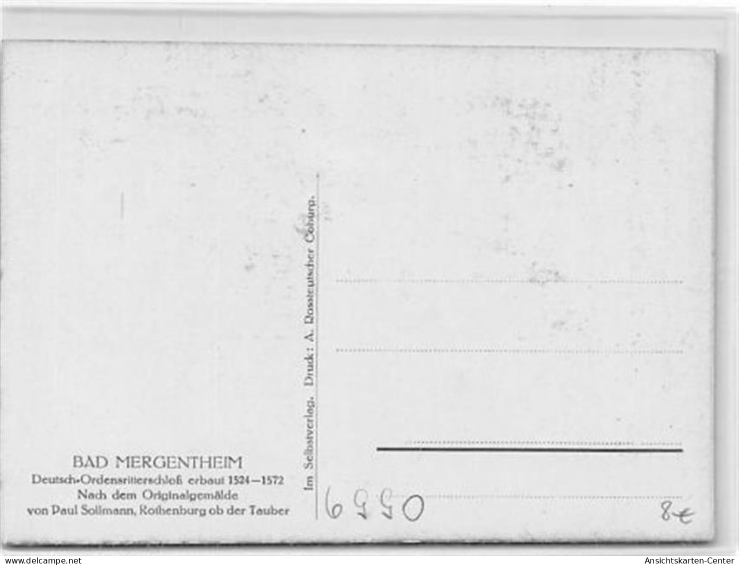 39104304 - Bad Mergentheim, Kuenstlerkarte. Ordensritterschloss Ungelaufen  Leicht Fleckig, Sonst Gut Erhalten - Bad Mergentheim