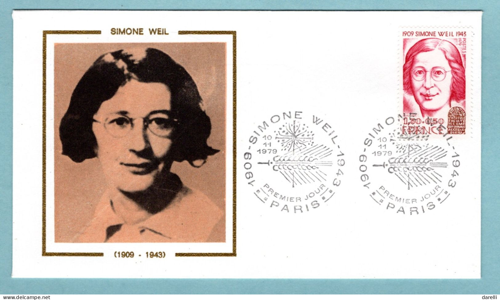 FDC France 1979 - Personnages Célèbres - Simone Weil - YT 2032A - Paris - 1970-1979