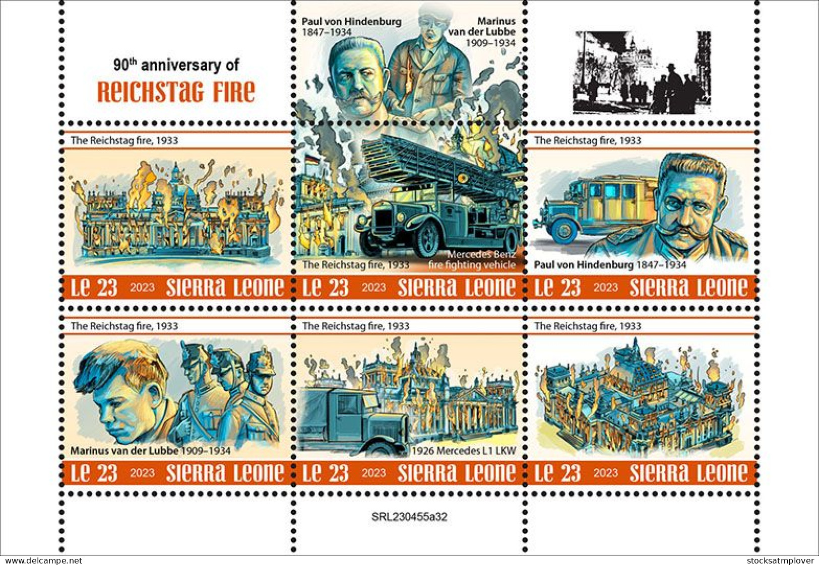 Sierra Leone 2023 90 Years Reichstag Fire Reichstagsbrand S202403 - Sierra Leone (1961-...)