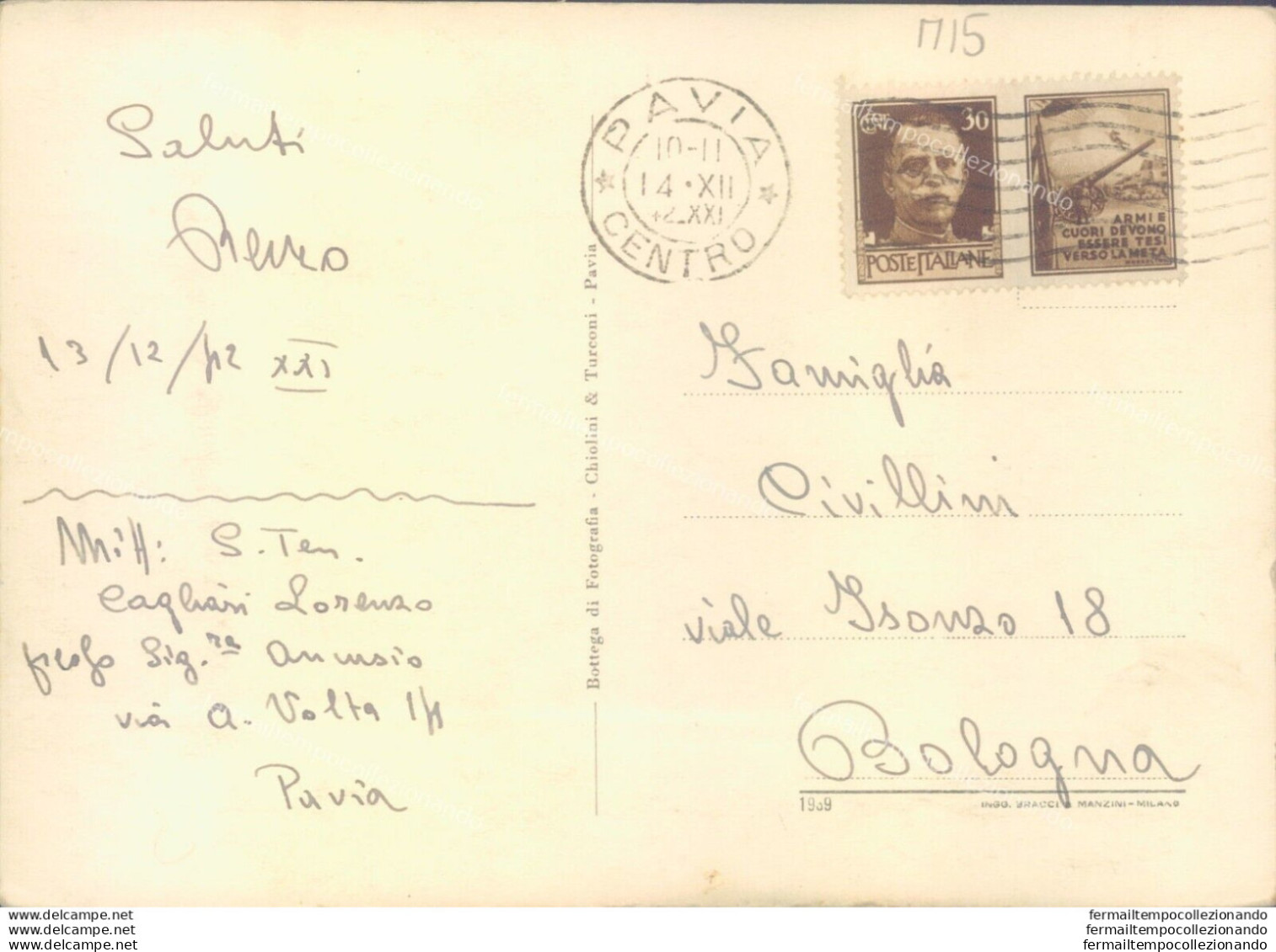 M15 Cartolina Pavia Passeggiata Lungo Il Ticino 1942 - Pavia