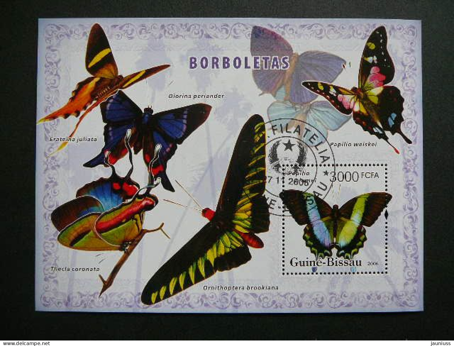 Butterflies. Schmetterlinge. Papillons # Guinea Bissau 2006 Used S/s #888 Insects - Schmetterlinge