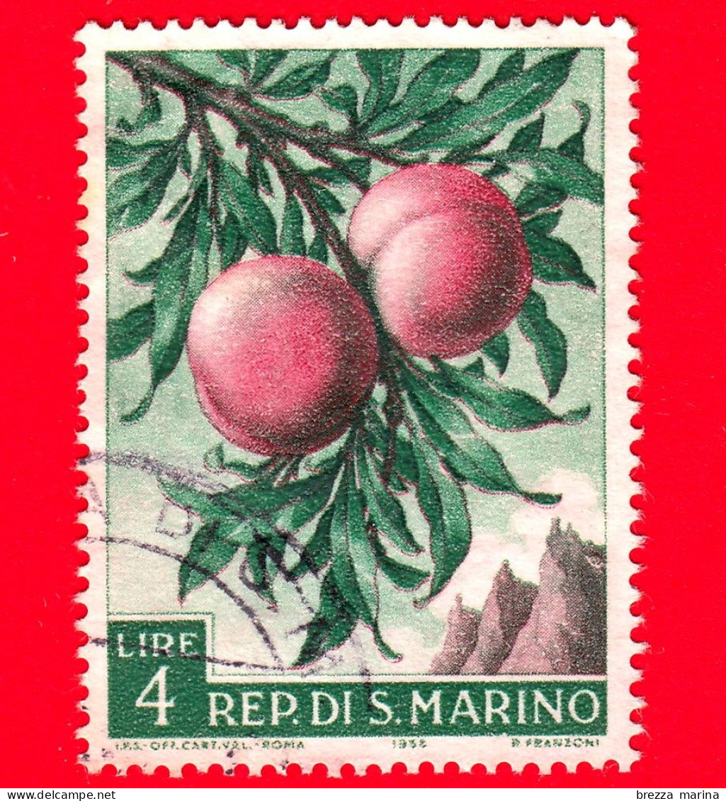 SAN MARINO - Usato - 1958 - Prodotti Agricoli - Pesche - 4 - Neufs