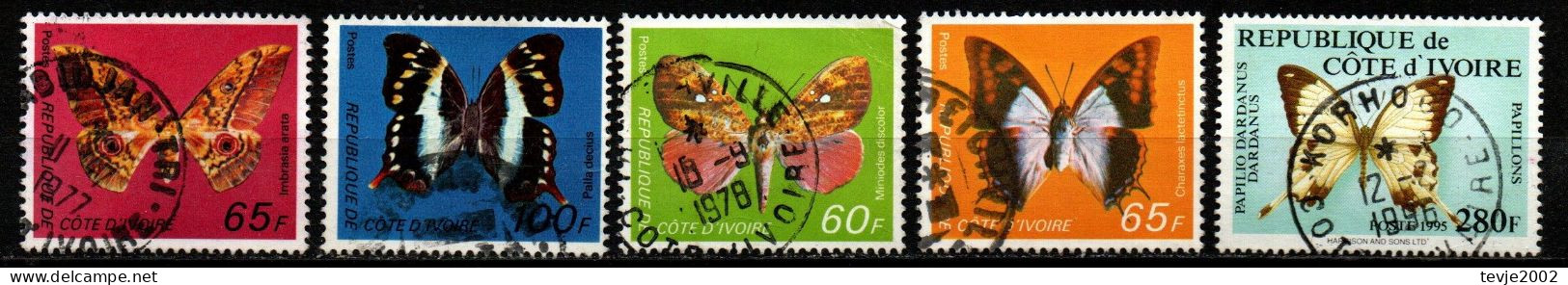 Cote D'Ivoire Elfenbeinküste - Lot Aus 1977 - 1995 - Gestempelt Used - Tiere Animals Schmetterlinge Butterflies - Papillons