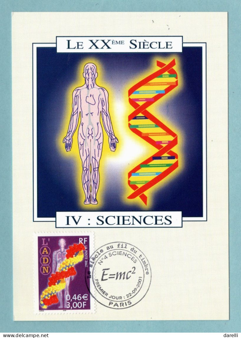 Carte Maximum 2001 - Le Siècle Au Fil Du Timbre : Sciences - L'ADN - YT 3423 - Paris - 2000-2009