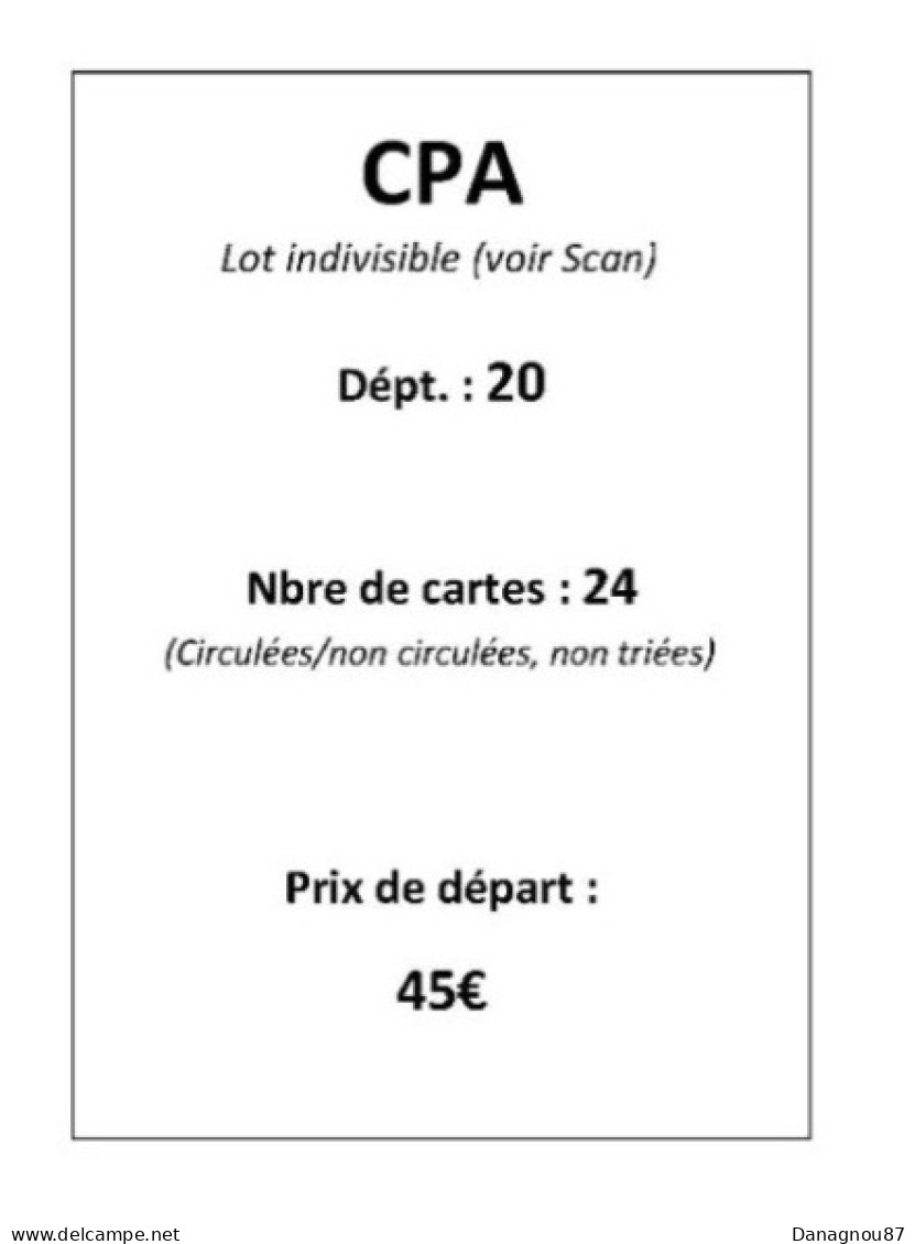 Lot CPA Département 20 - Corse