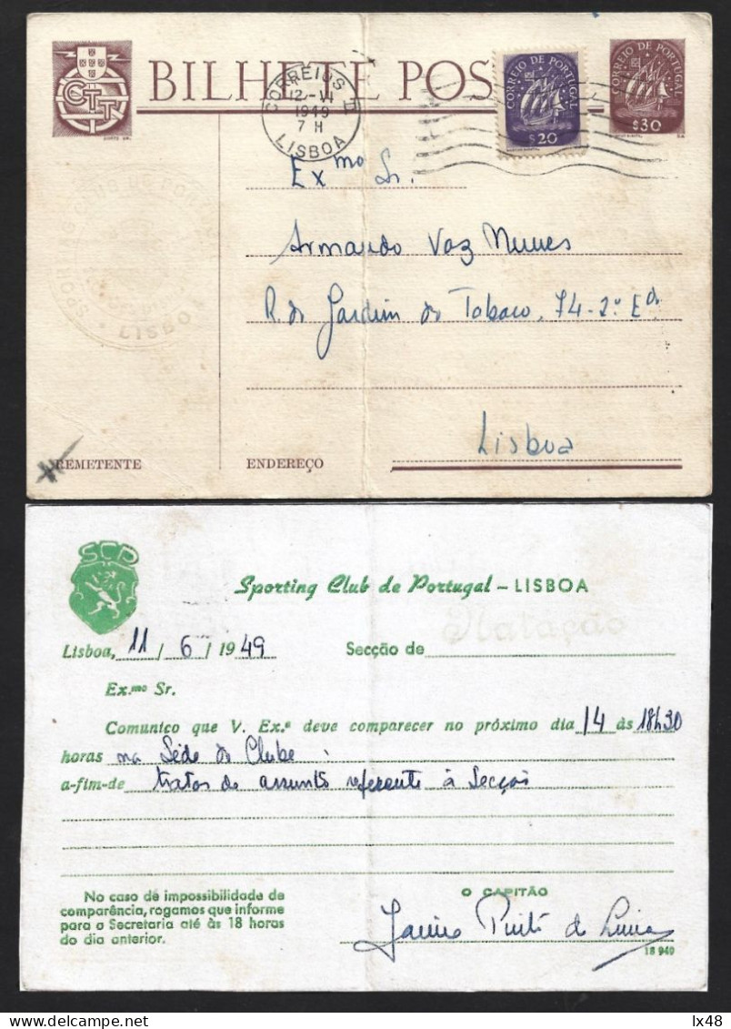 Full Postage $30 With Additional $20 Raised By Sporting Clube De Portugal. Soccer. Stamp Lusíadas. Inteiro Postal $30 Co - Postal Stationery