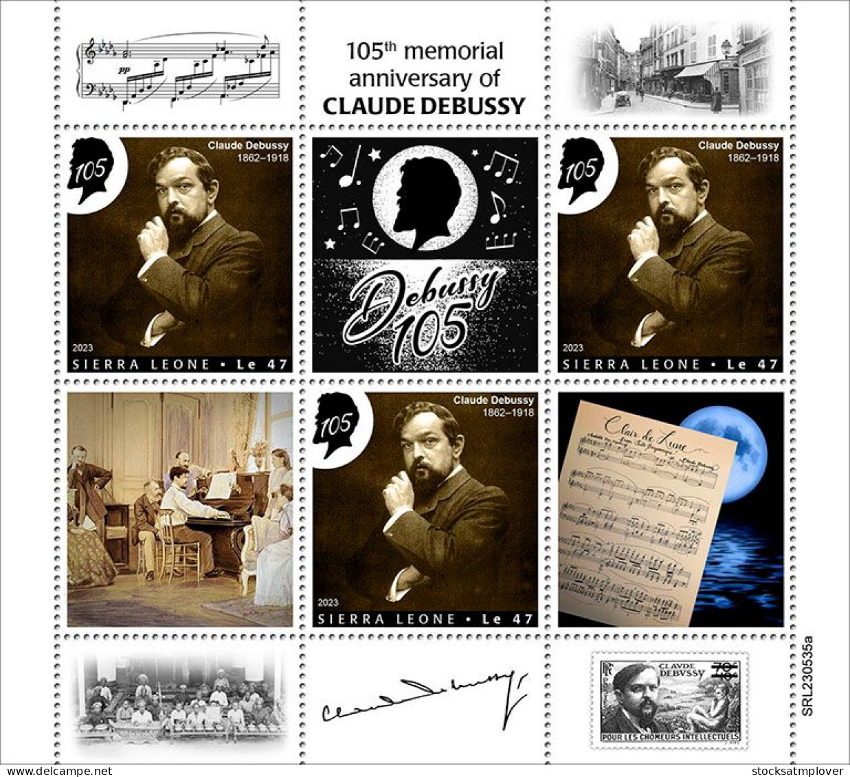 Sierra Leone 2023  Music 105th Memorial Anniversary Of Claude Debussy S202403 - Sierra Leona (1961-...)