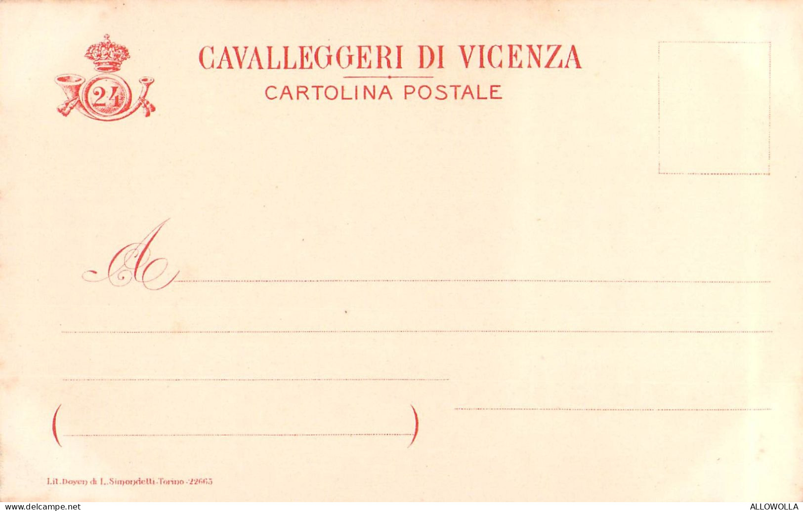 26744 " 24° REGGIMENTO BALDI CAVALLEGGERI DI VICENZA-1902 " -CART. POST. NON SPED. - Regiments