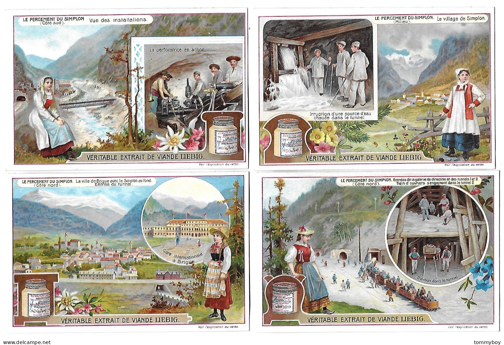 S 870, Liebig 6 Cards, Le Percement Du Tunnel Du Simplon (some Spots) - Liebig