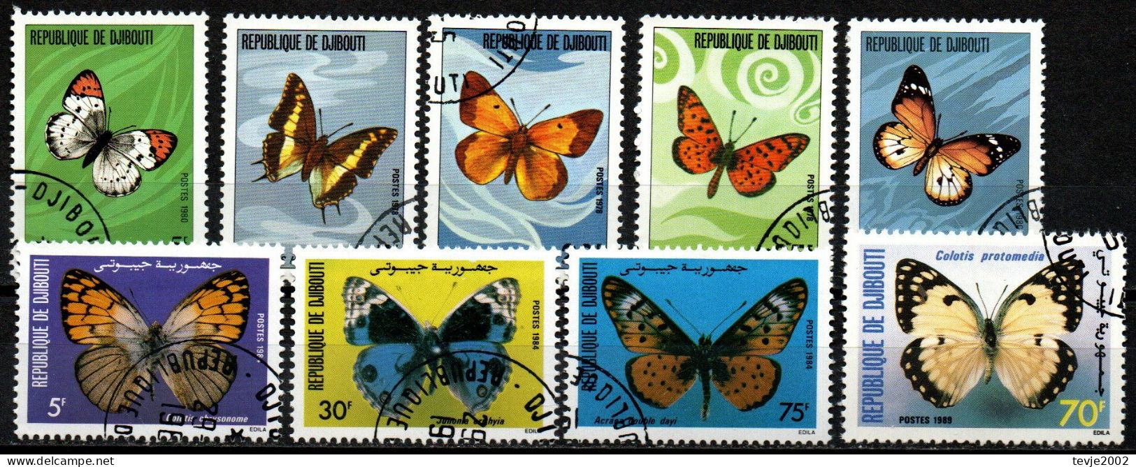 Dschibuti - Lot Aus 1978 - 1989 - Gestempelt Used - Tiere Animals Schmetterlinge Butterflies - Vlinders