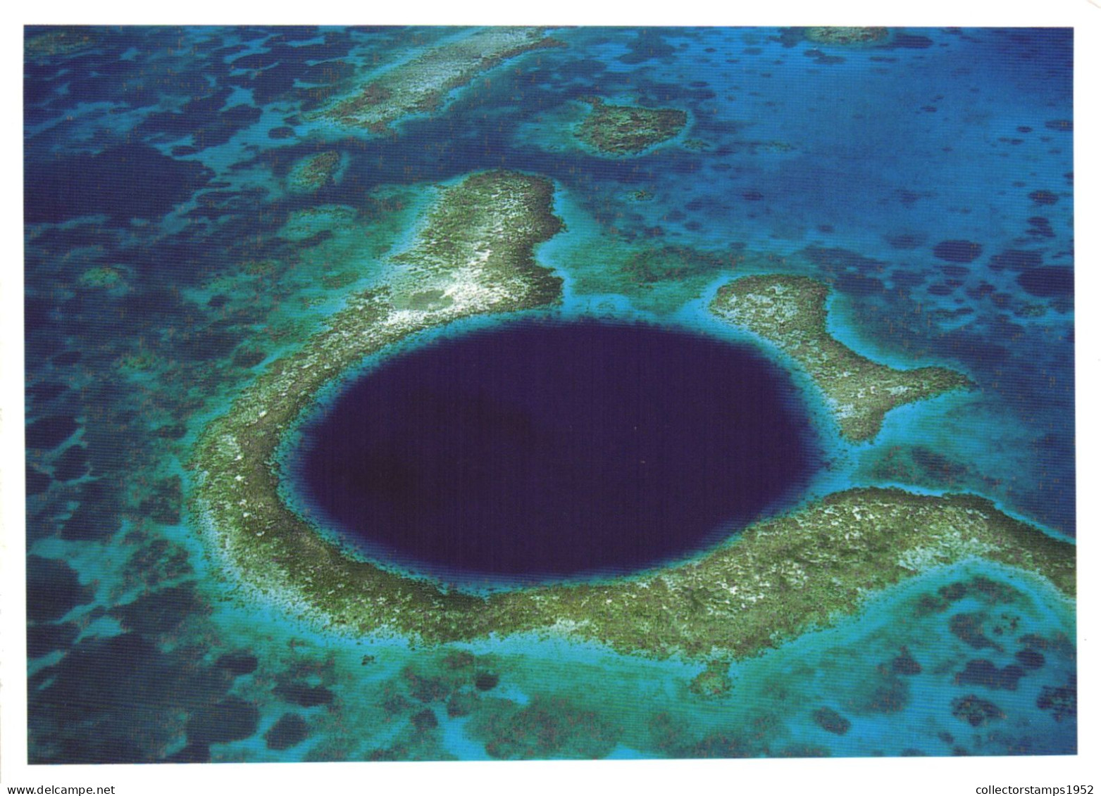 BELIZE, GREAT BLUE HOLE, GIANT MARINE SINKHOLE, GERMANY POSTCARD - Belice