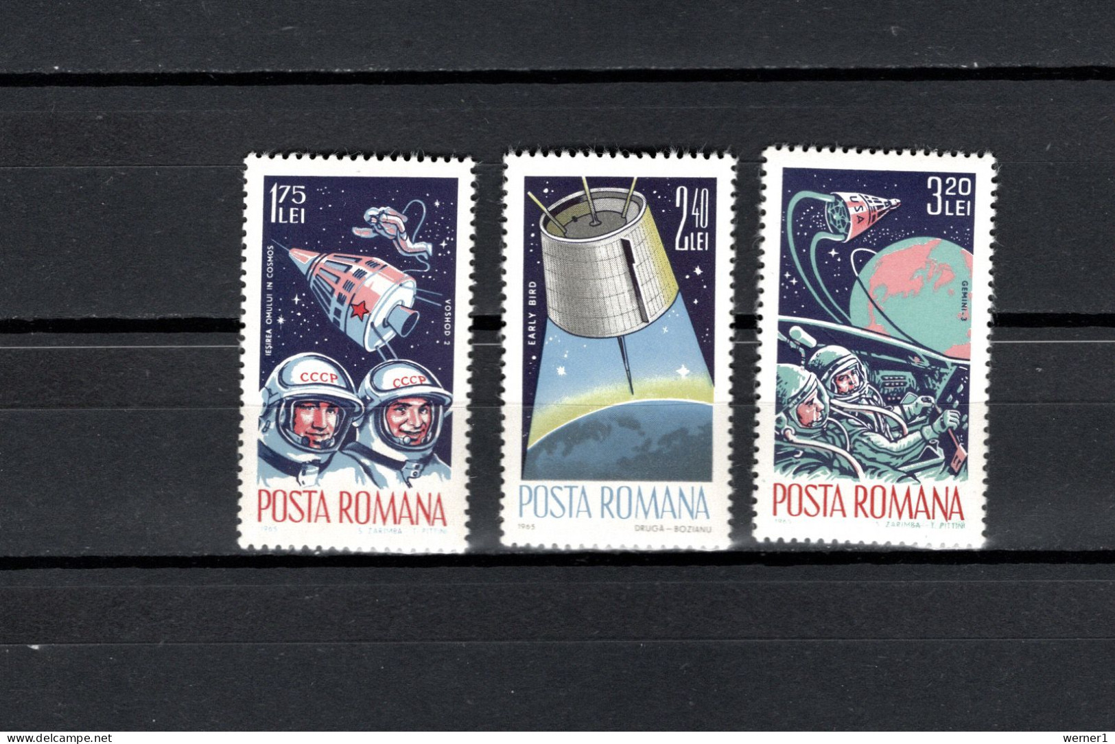 Romania 1965 Space, A. Leonov Set Of 3 MNH - Europa