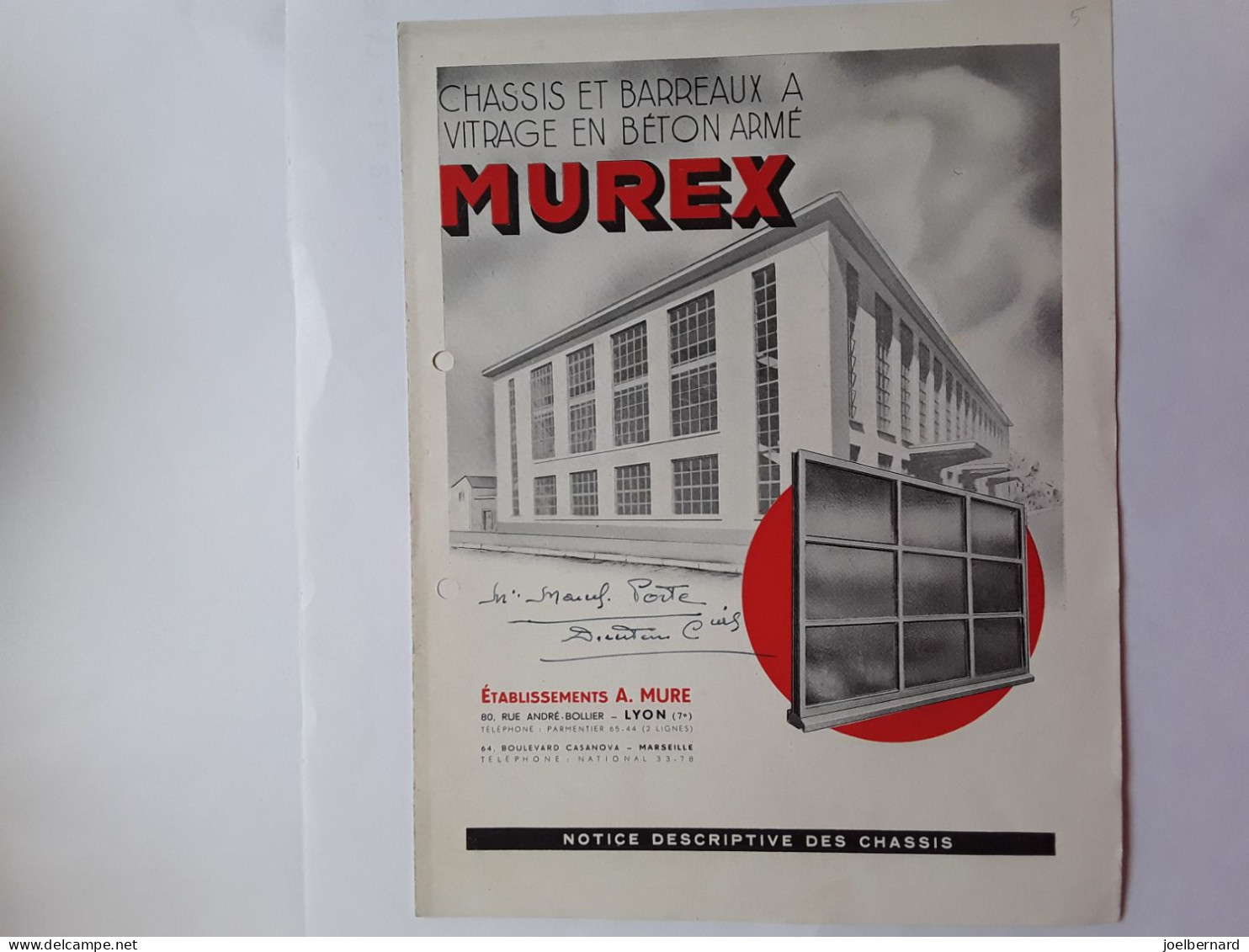 ETS A.MURE CHASSIS ET BARREAUX MUREX - Advertising