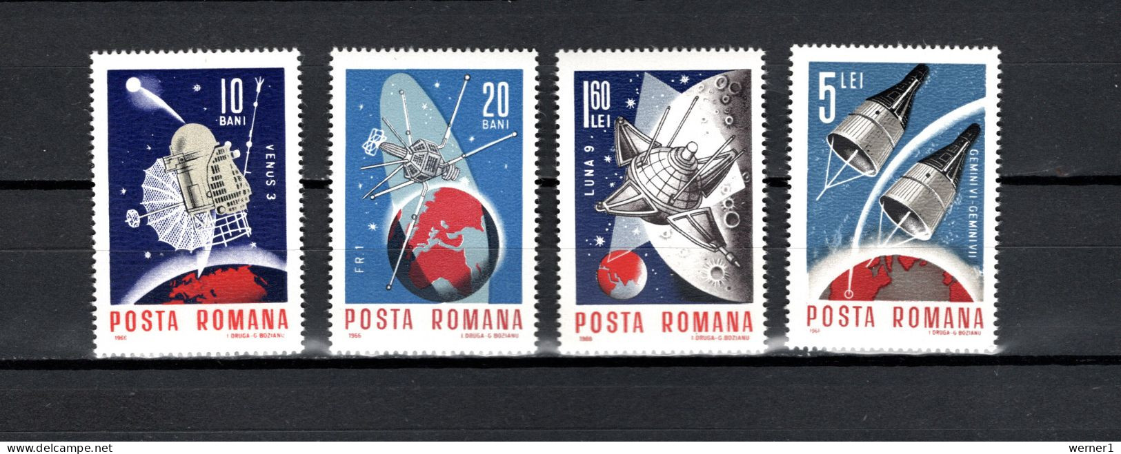 Romania 1966 Space Projects, Set Of 4 MNH - Europa