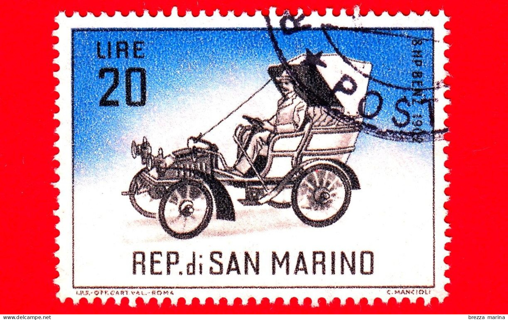 SAN MARINO - Usato - 1962 - Storia Dell'automobile - Benz 8HP Del 1902 - 20 - Used Stamps