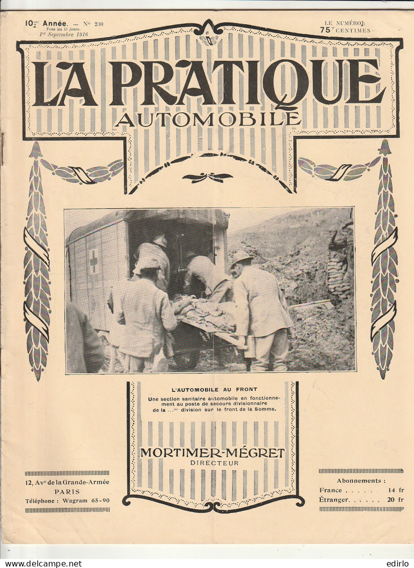 ***  REVUE ****  LA PRATIQUE AUTOMOBILE   1914 --   N° 230 -- 20 Pages Pub Et Articles - 1900 - 1949