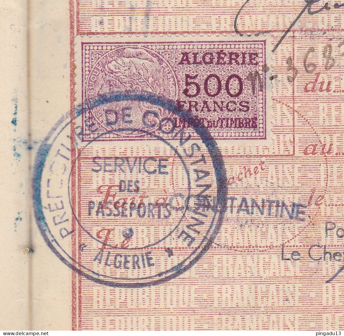 Passeport France Nombreux Fiscaux Dont Algérie 60 F Renouvellement Passeport Visas Suisse Suède Finlande Italie ... - Covers & Documents