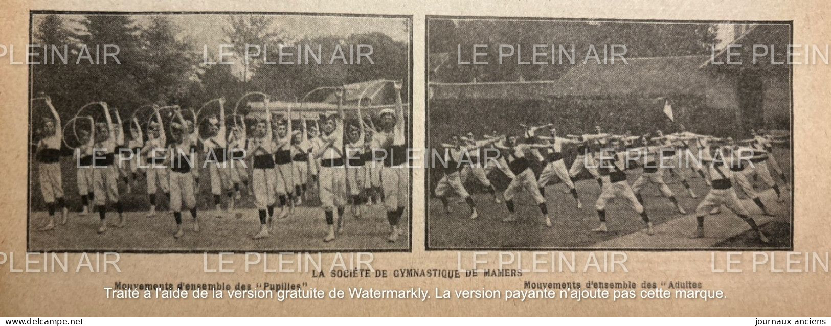 1911 SOCIÉTÉ DE GYMNASTIQUE DE MAMERS - Revue SPORTIVE " LE PLEIN AIR " - 1900 - 1949