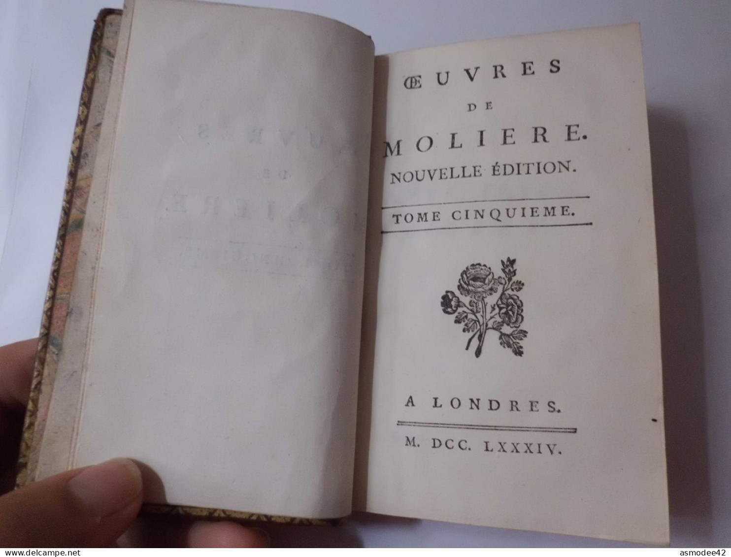 OEUVRES DE MOLIERE 1784 TOME 5 SEUL DIM 12,5 X 7,5 Cm LIVRE ANCIEN XVIII ème - 1701-1800