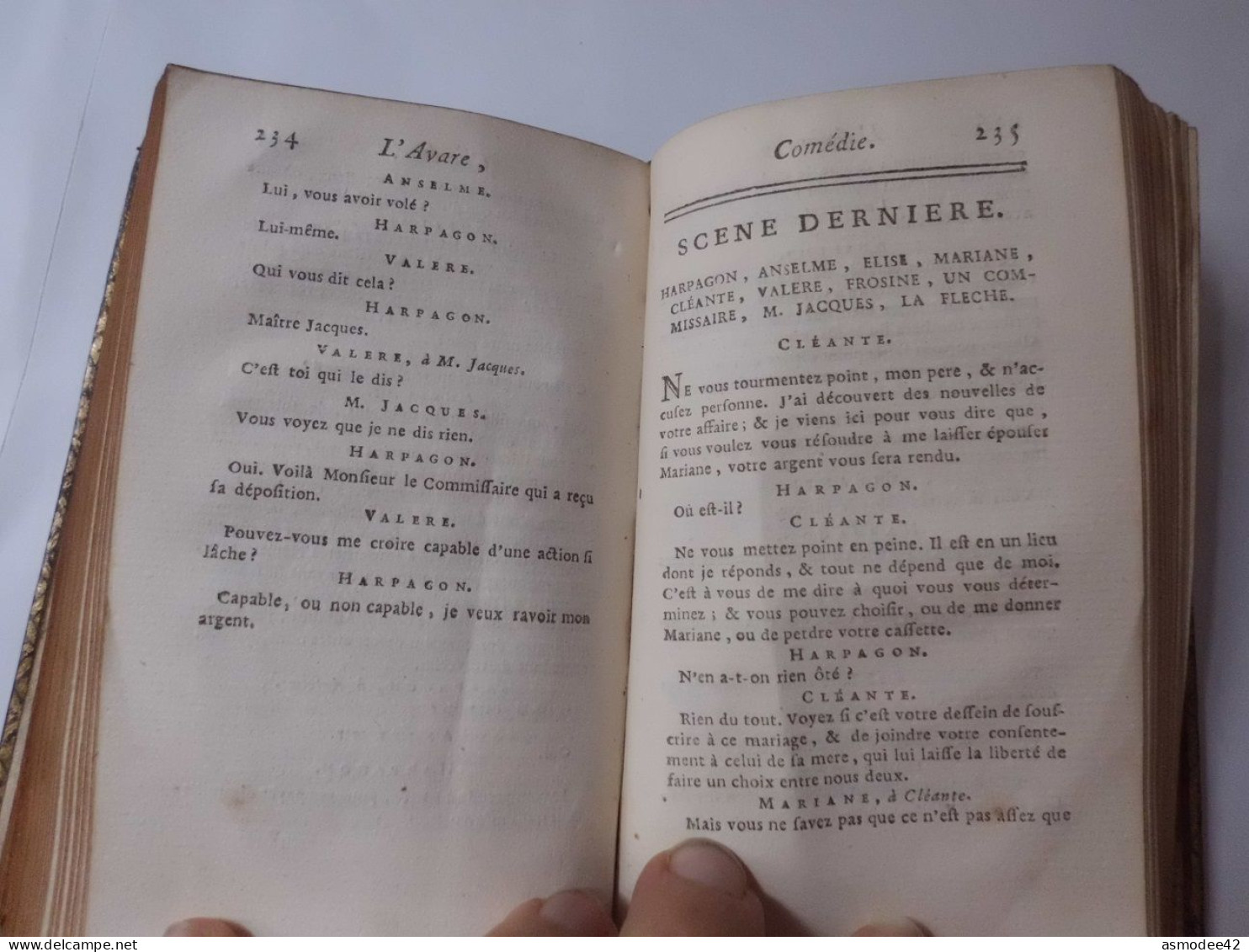 OEUVRES DE MOLIERE 1784 TOME 5 SEUL DIM 12,5 X 7,5 cm LIVRE ANCIEN XVIII ème