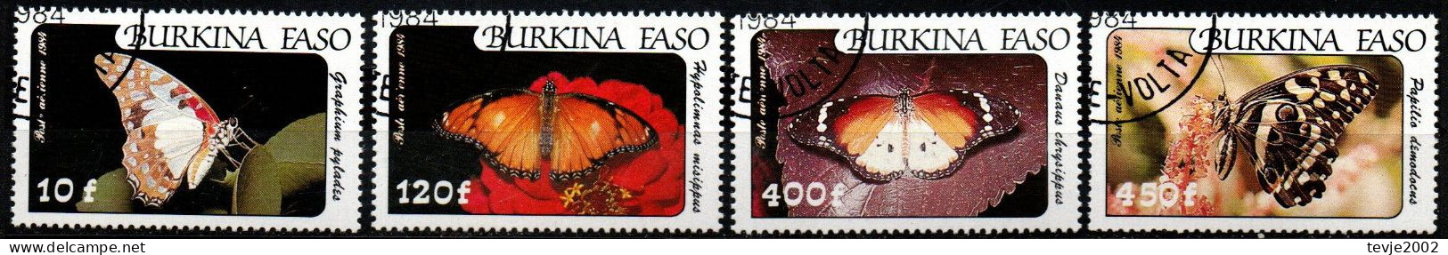 Burkina Faso 1984 - Mi.Nr. 972 - 975 - Gestempelt Used - Tiere Animals Schmetterlinge Butterflies - Papillons