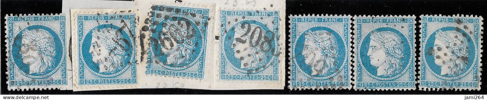 TIMBRES CÉRÈS N° 60 Type 1, N° 21 à 25  G3 TB - 1871-1875 Ceres