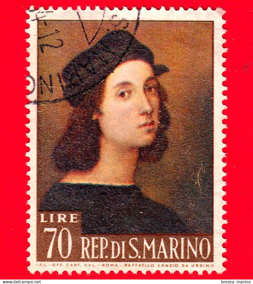 SAN MARINO - Usato - 1963 - Raffaello Sanzio - Autoritratto, Opera Di Raffaello - 70 - Used Stamps