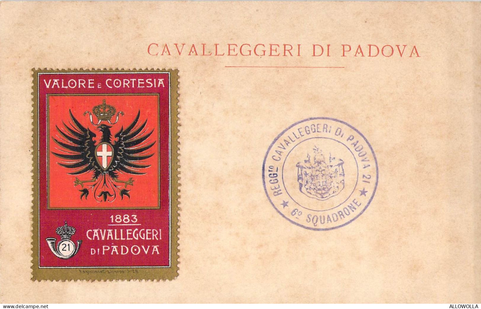 26747 " 21° CAVALLEGGERI DI PADOVA " TIMBRO-CART. POST. NON SPED. - Regiments