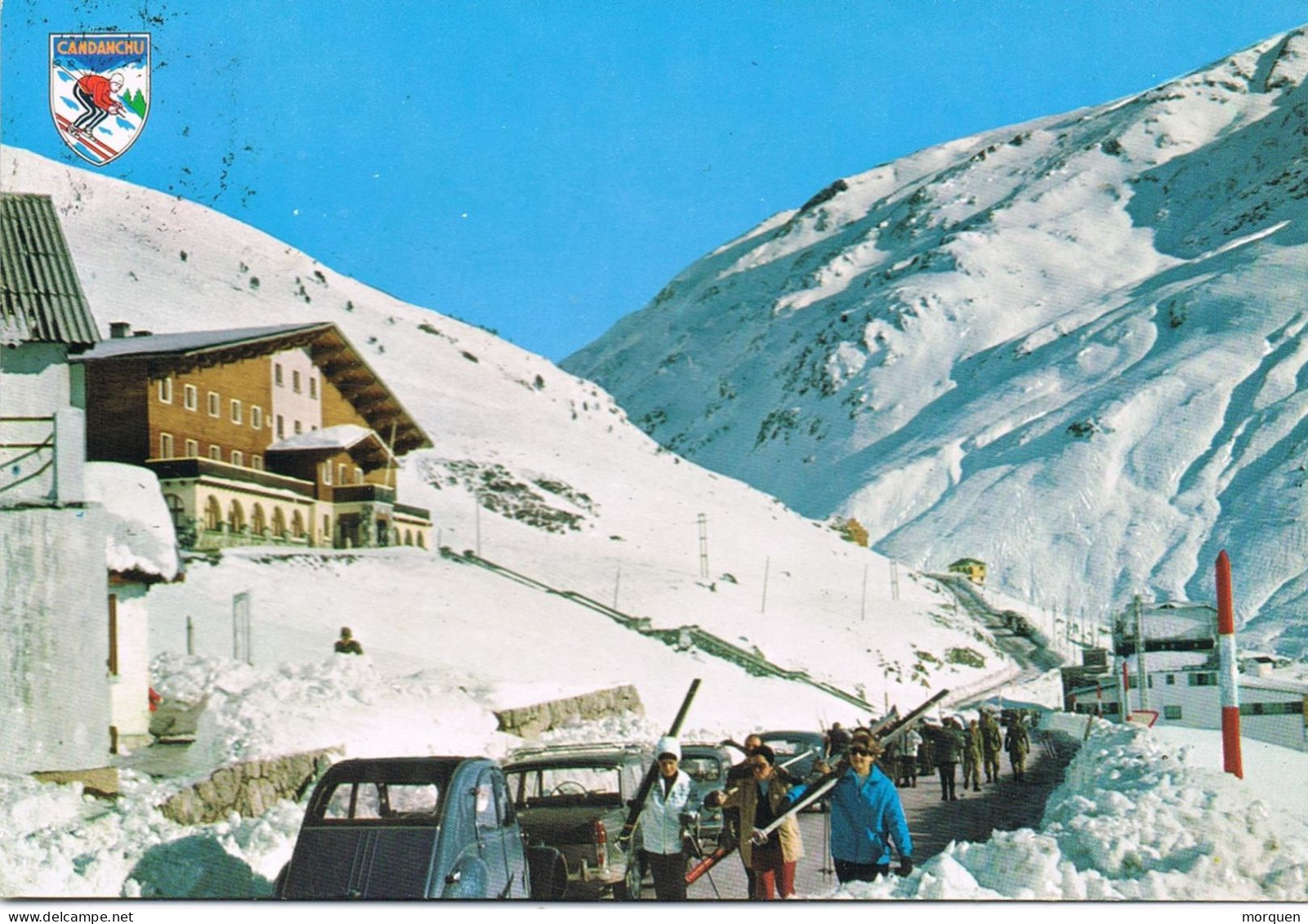 54840. Postal CANFRANC ESTACION (Huesca) 1962. Vistas Candanchu, Pirineo Aragones, Ski - Cartas & Documentos