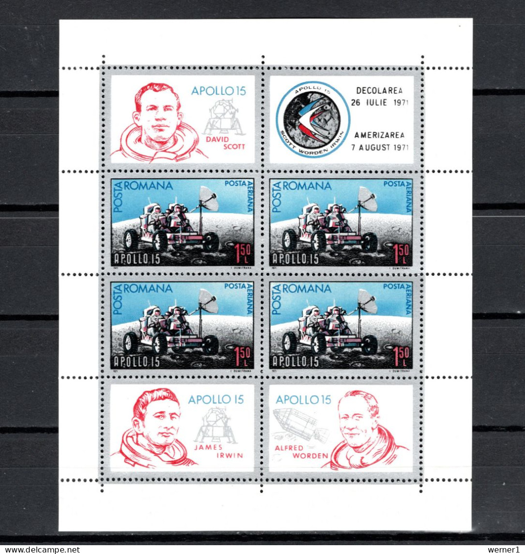 Romania 1971 Space, Apollo 15, S/s MNH - Europa