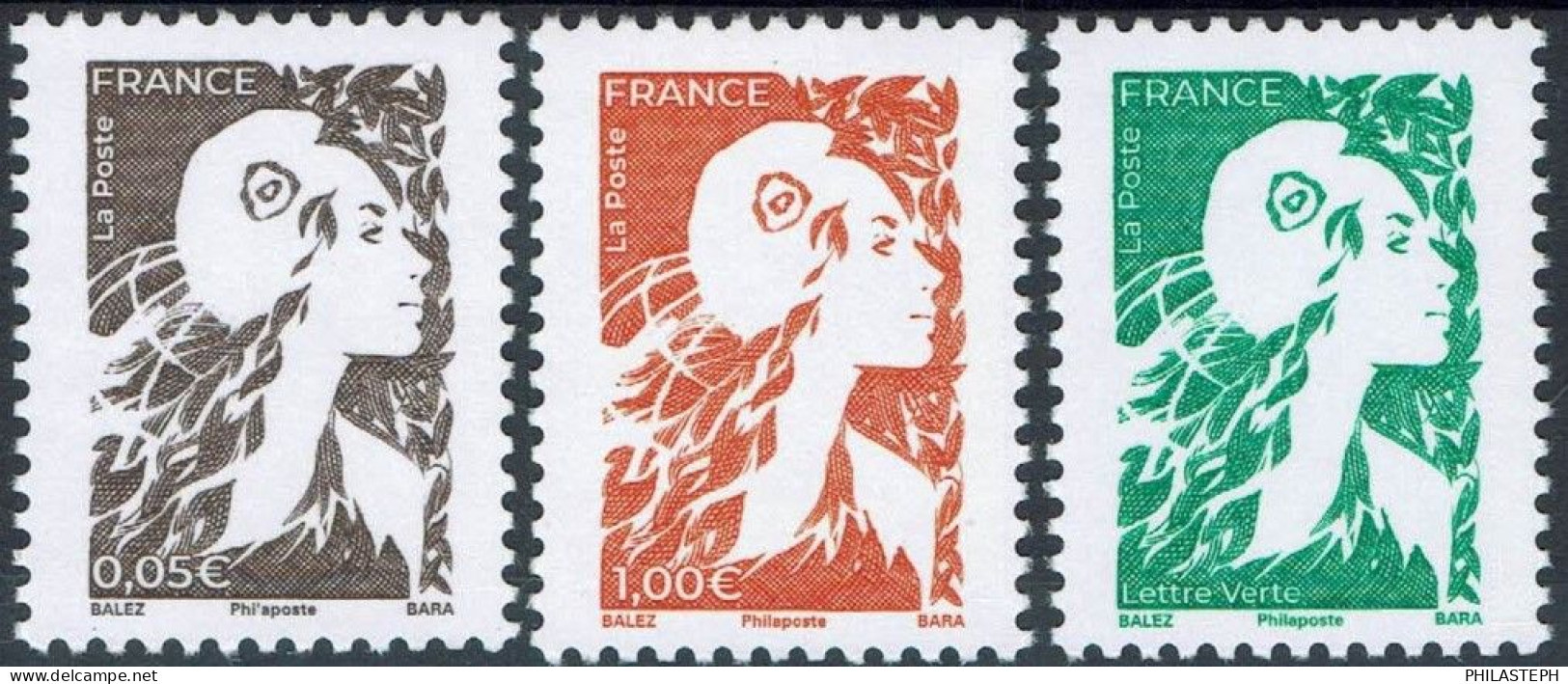 FRANCE  2023 -  MARIANNE DE L'AVENIR  0.05€ + 1€  + TVP LV - Gommés - YT 5728/30  Neuf - 2023-... Marianne De L’avenir