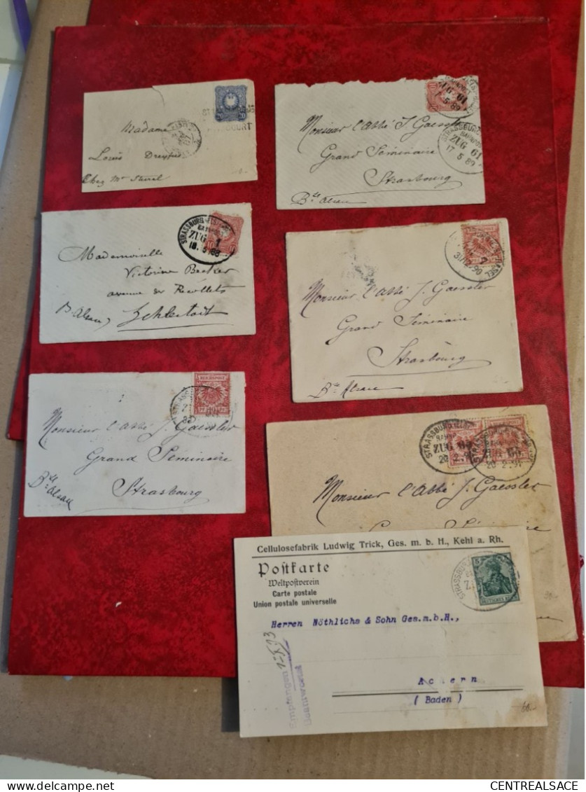 Carte LOT LETTRES CACHETS FERROVIAIRES STRASBOURG BASEL  AVRICOURT 1887/1889/1890/188819131891 - Autres & Non Classés