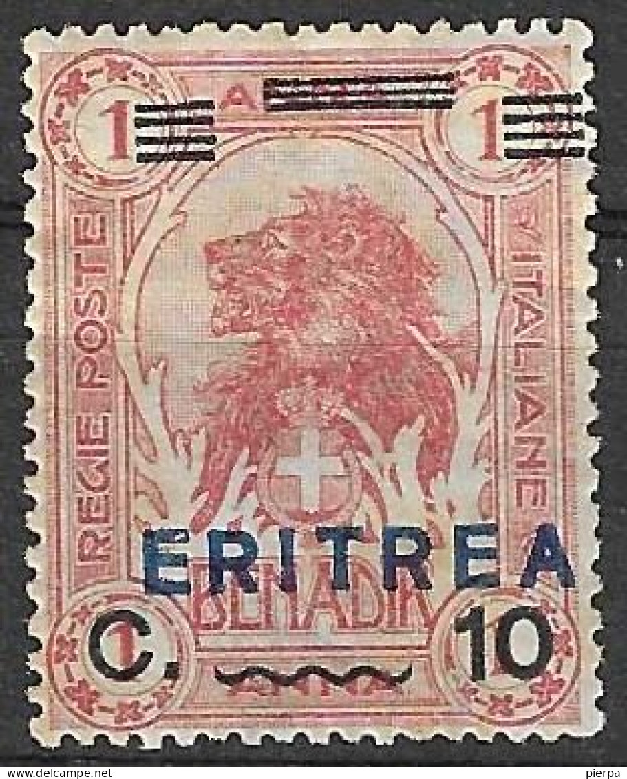 ERITREA - 1924 - LEONE SOPRASTAMPATO AZZURRO -C. 10/1A - NUOVO MN* (YVERT 82 - MICHEL 85 - SS 82) - Erythrée