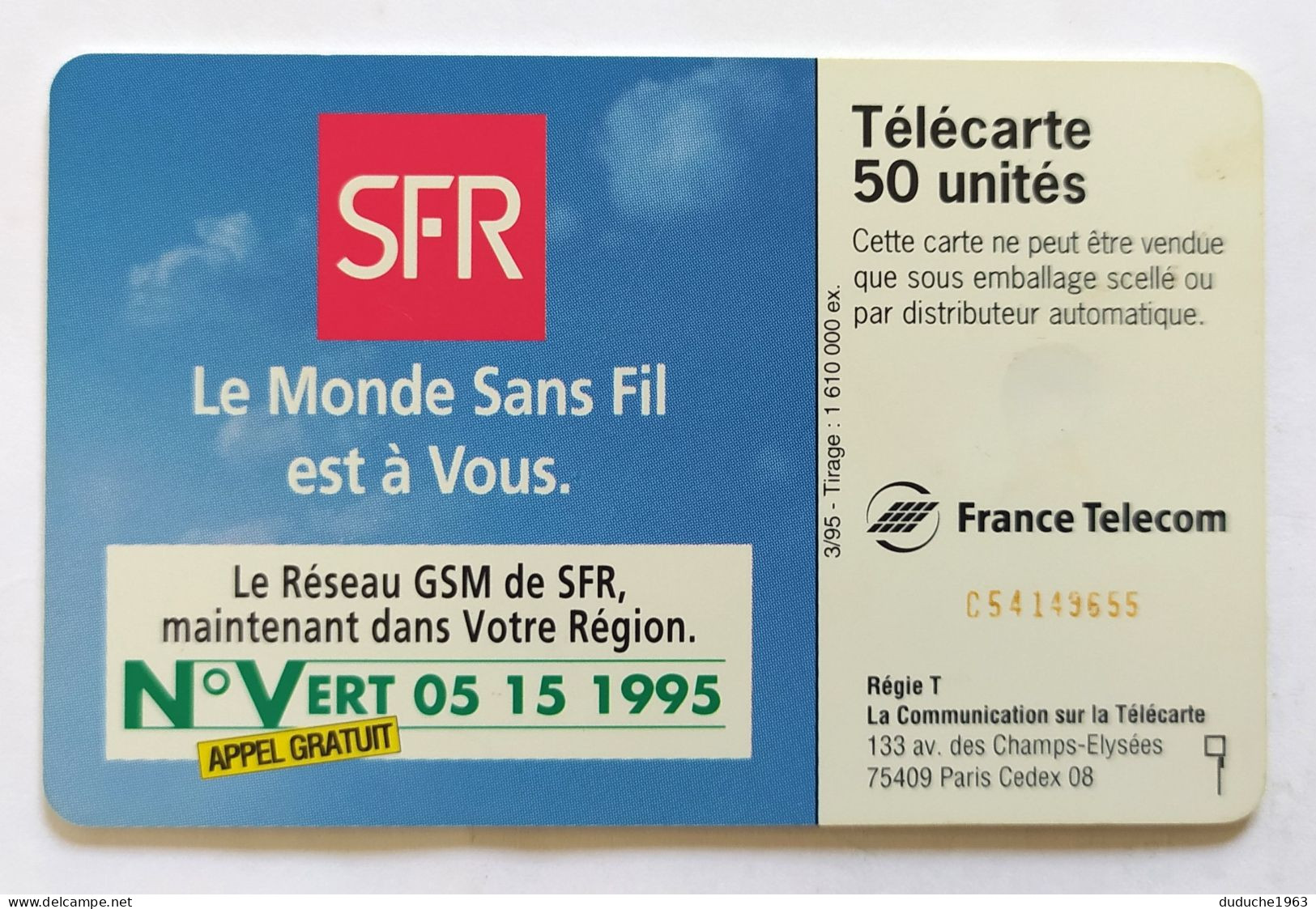 Télécarte France - SFR - Zonder Classificatie