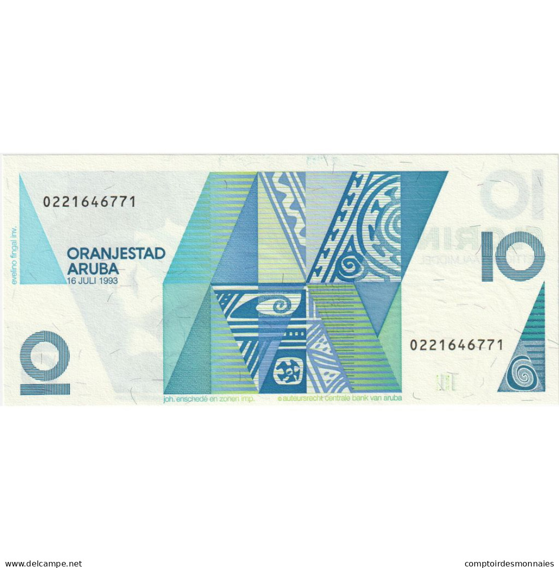 Aruba, 10 Florin, 1993, 1993-07-16, KM:11, NEUF - Aruba (1986-...)