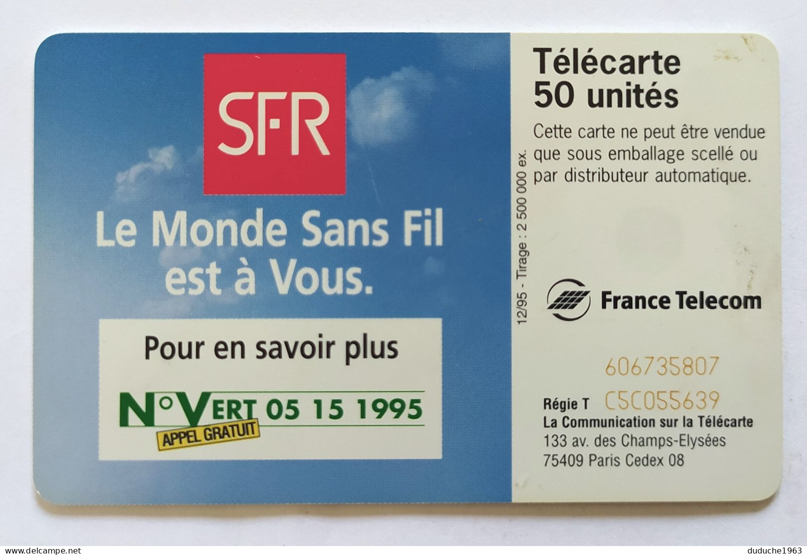 Télécarte France - SFR - Non Classificati