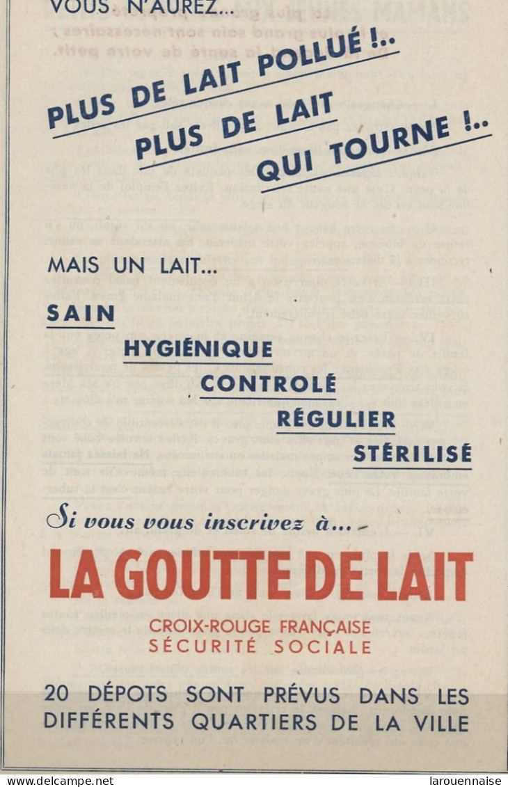 LA GOUTTE DE LAIT - CROIX-ROUGE FRANÇAISE- SÉCURITÈ SOCIALE " L' ENFANT A DROIT A LA SANTÉ - Ohne Zuordnung