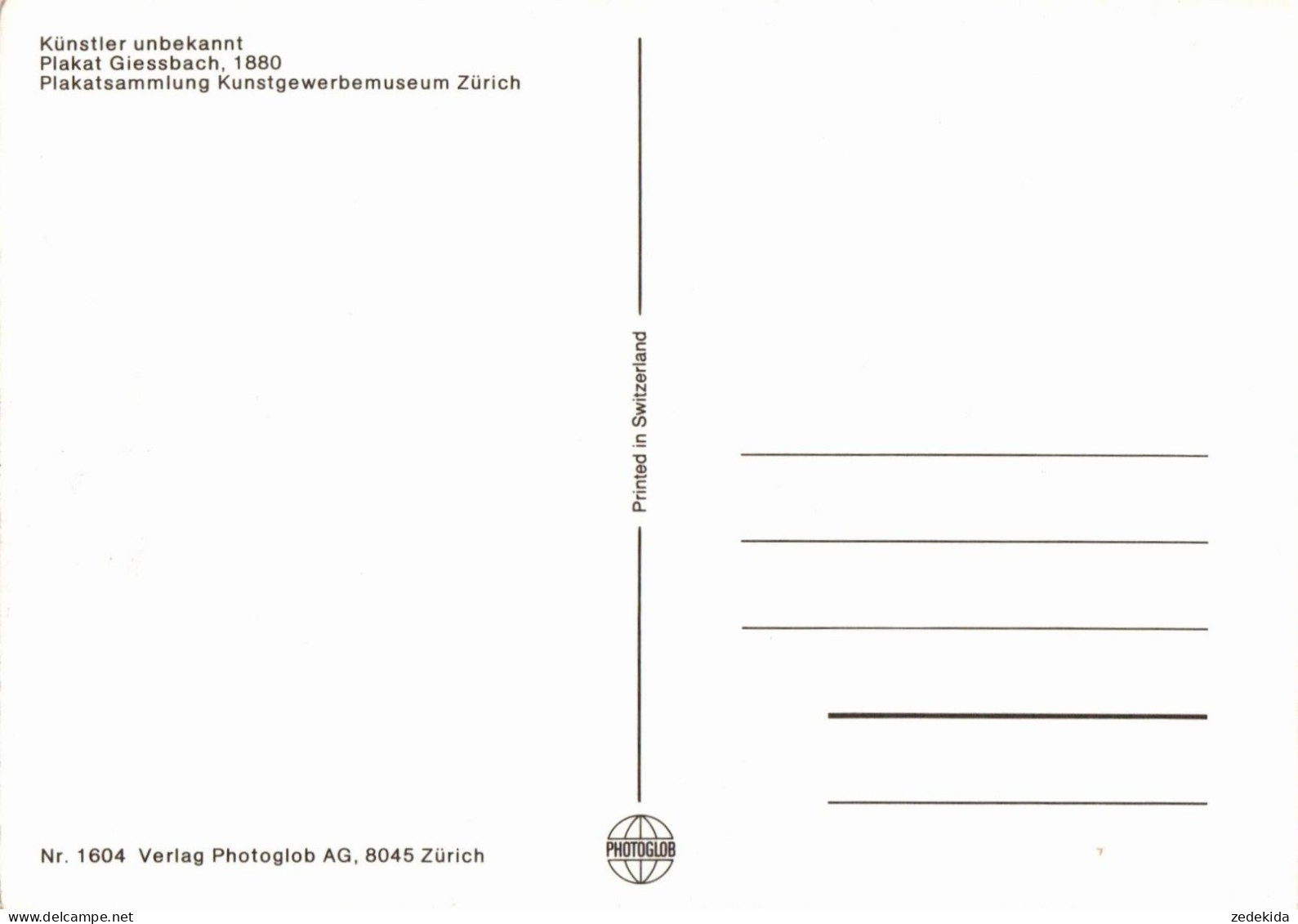 H1347 - TOP Griessbach Drahtseilbahn Dampfer Fahrplan Plakat - Werbekarte Werbung - Photoglob - Interlaken