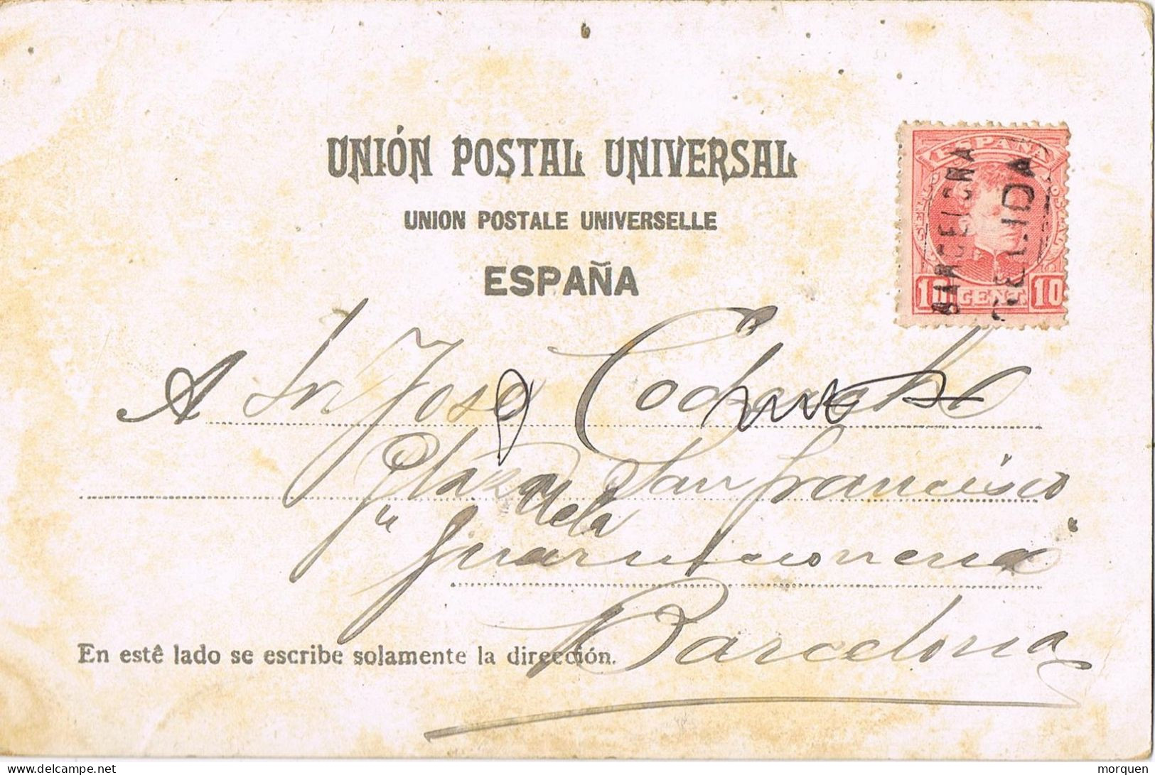 54842. Postal GELIDA (Barcelona) 1910. CARTERIA Oficial Tipo II, Alfonso XIII Cadete. Vista Av. Magnolias De Barcelona - Briefe U. Dokumente