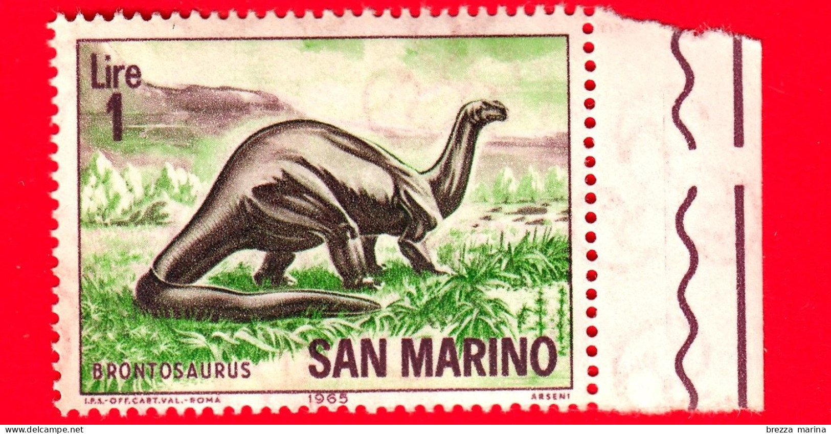 Nuovo - MNH - SAN MARINO - 1965 - Animali Preistorici - Brontosauro  - 1 L. - Nuovi