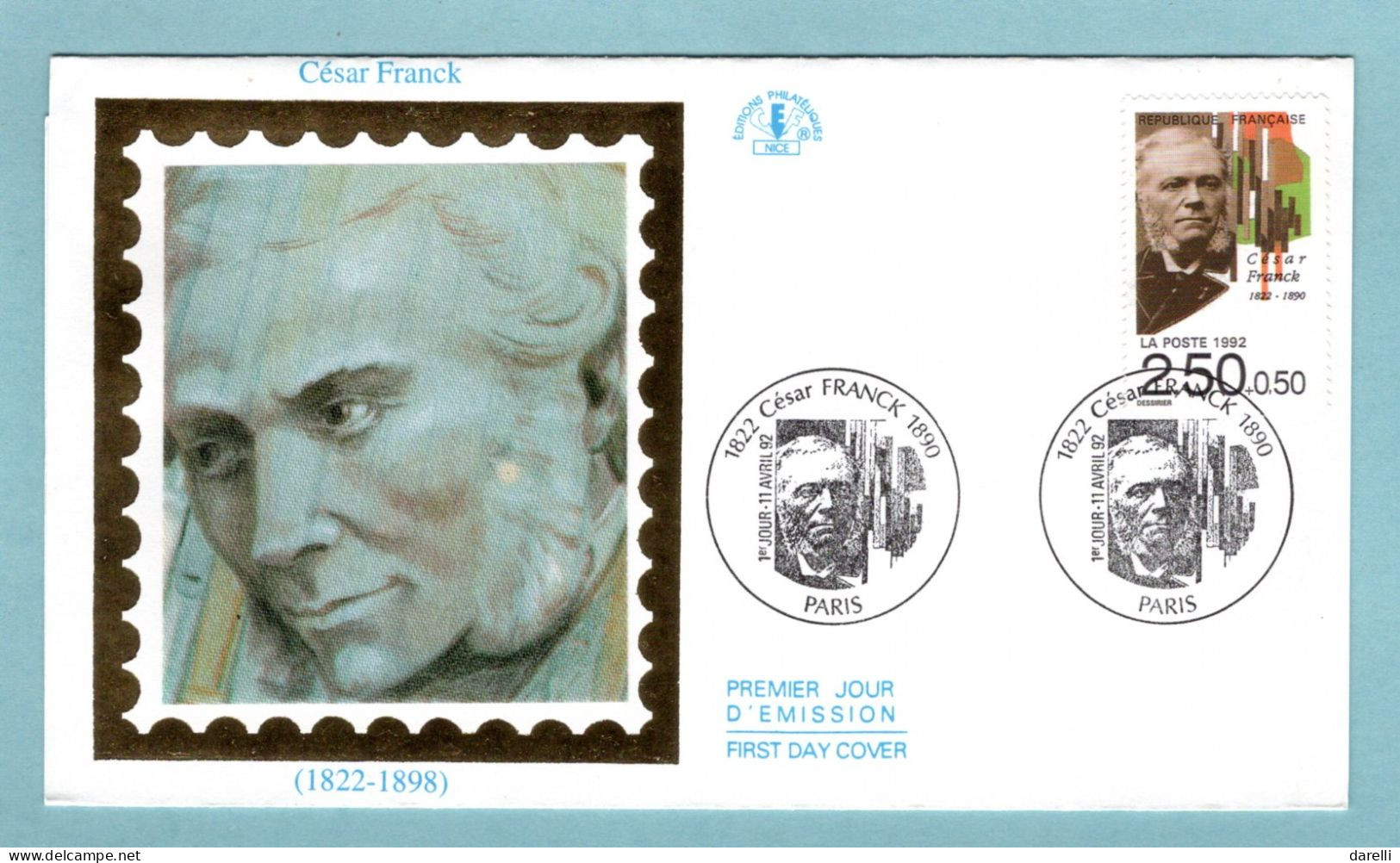 FDC France 1992 - Musiciens Célèbres - César Franck - YT 2747 - Paris - 1990-1999