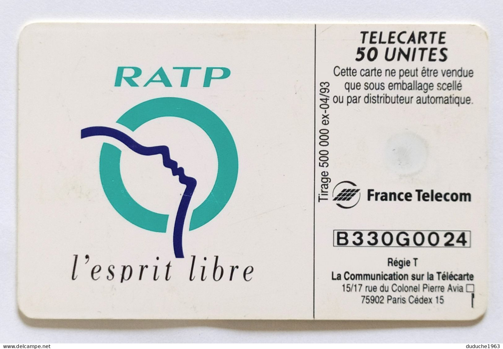 Télécarte France - RATP - Ohne Zuordnung